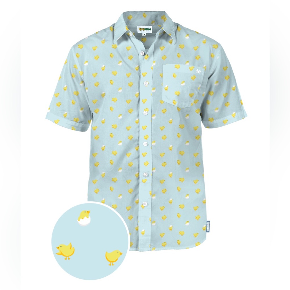 New Tipsy Elves Large MEN'S CHICK MAGNET BUTTON DOWN SHIRT Easter